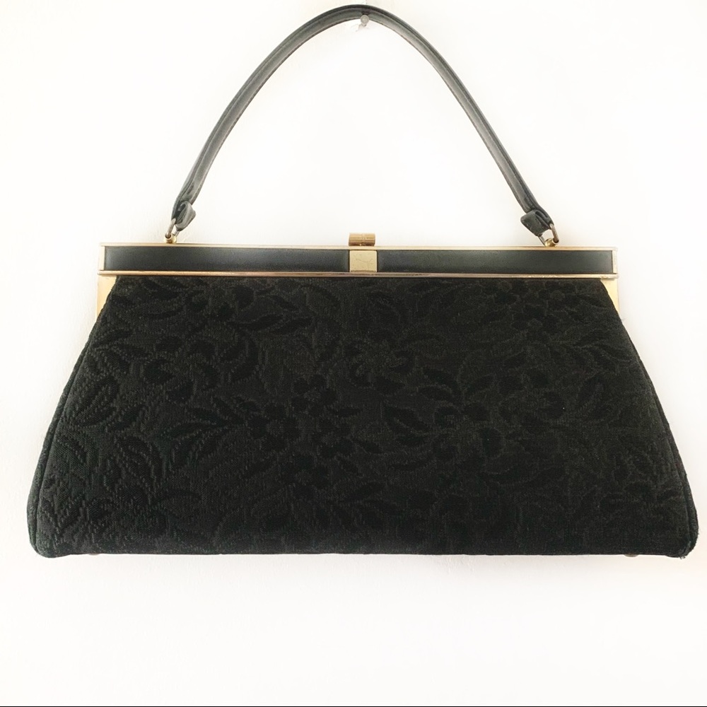 Vintage Verdi Black Floral Handbag